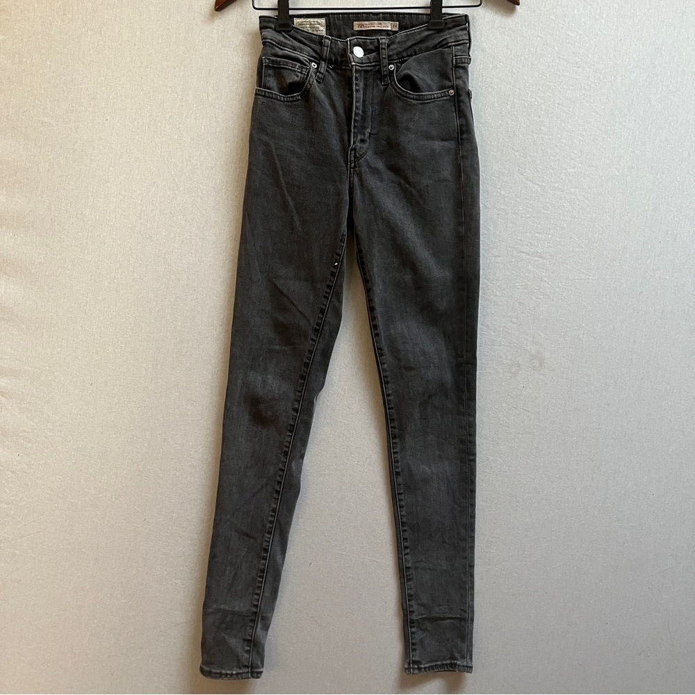 Levi's 721 High Rise Skinny Jeans Charcoal Gray Denim Women's Size 24